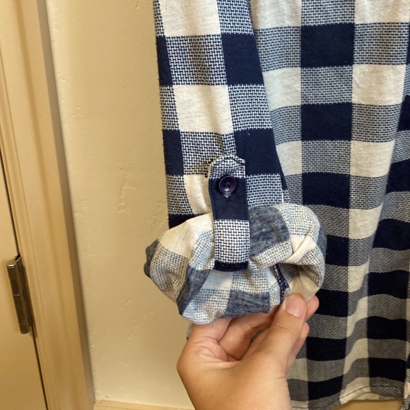 Blue and white checked woman’s flannel. - Picture 3 of 4
